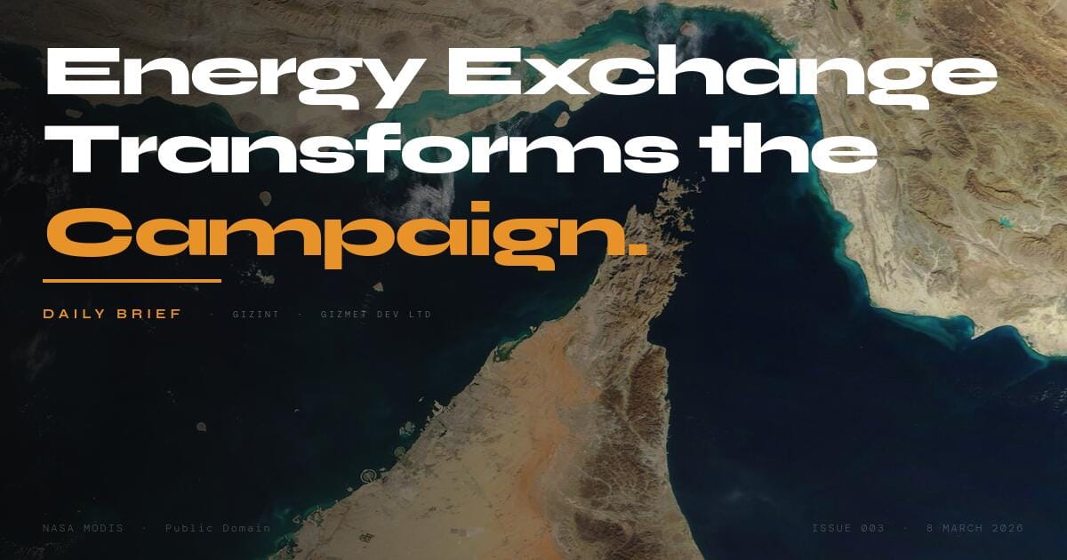 GIZINT Daily Brief Issue 003 — NASA satellite imagery, public domain