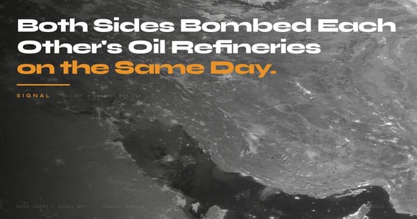 GIZINT Signal — Both Sides Bombed Each Other's Oil Refineries on the Same Day — and Nobody Has a Plan for What Comes Next